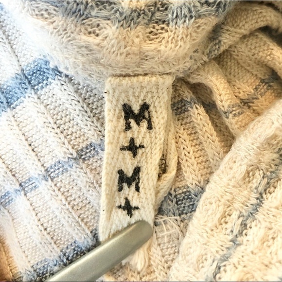 Free People Stripe Dripping Thermal Cowl Top Shirt Blue White Size Medium - Picture 7 of 11